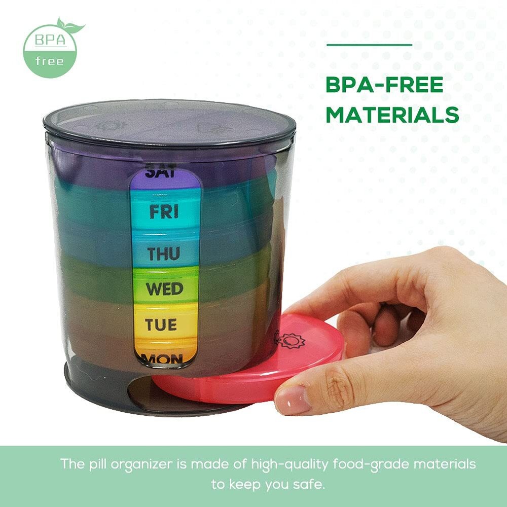 Weekly Pill Organizer twiceaday Portable 7 Day Pill Box Case With Stackable Am
