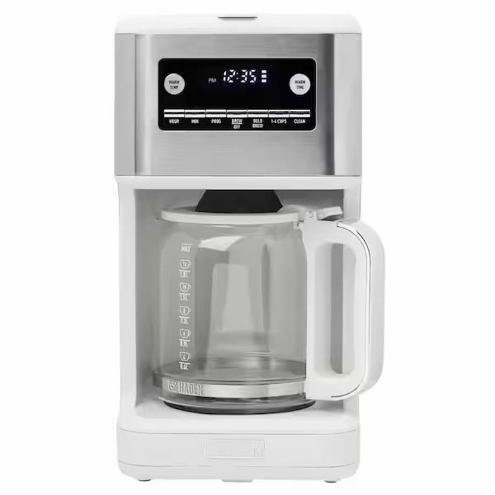 Haden Generous Brew 14 Cup Programmable Digital Coffee Maker Pot, Ivory/Chrome