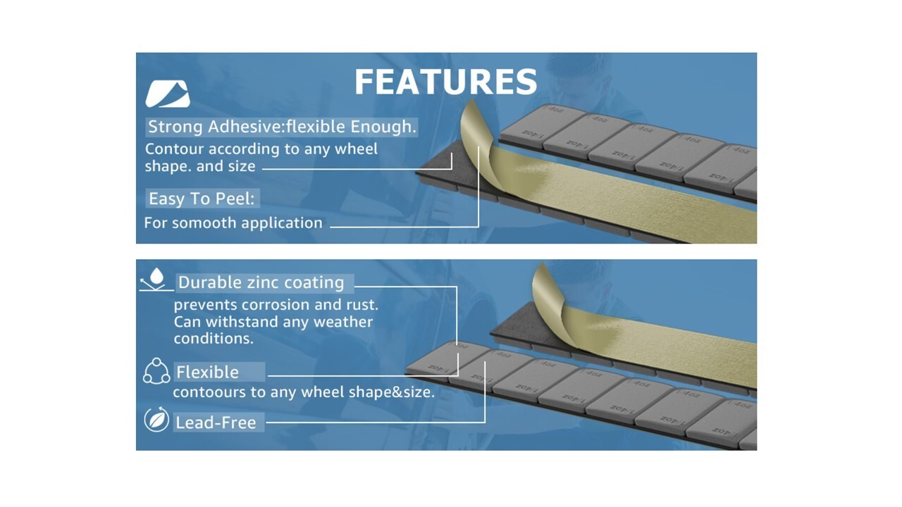 1/2oz, 0.5oz, Low Profile, Black, Adhesive Stick On Wheel Weights 36PCS