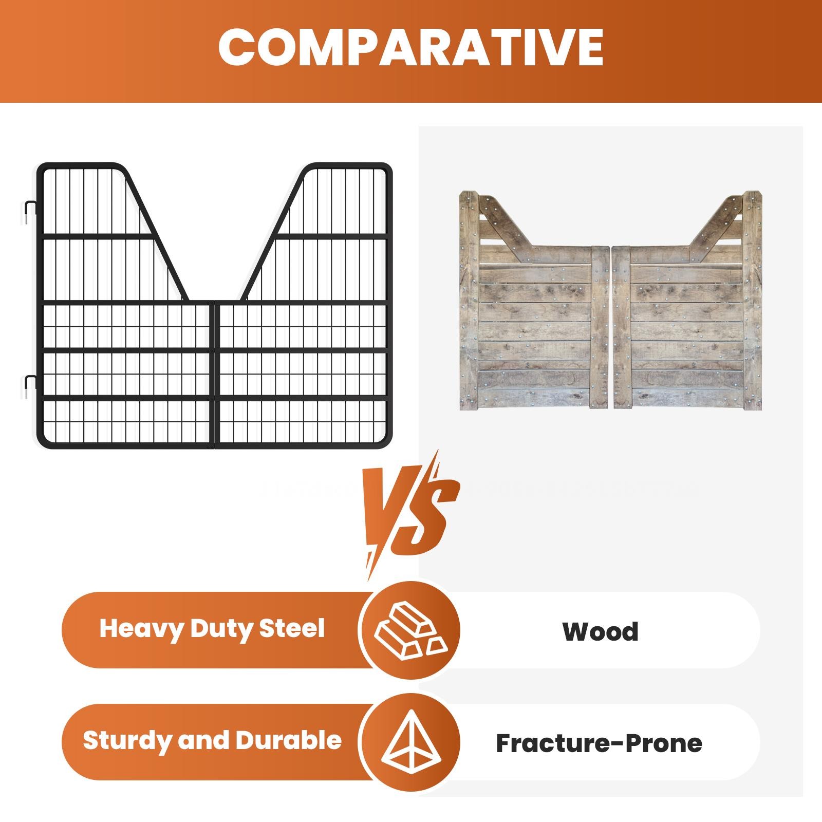 Livestock Gate 52"x42", Heavy Duty Steel Stall Guard Easy Installation Black