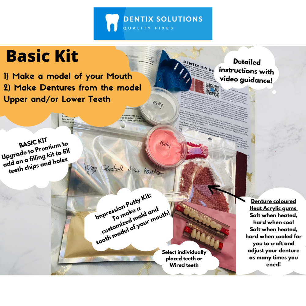 DIY Denture Basic Kit WITH Impression Kit Model Cast, Fun and Simple, Affordable