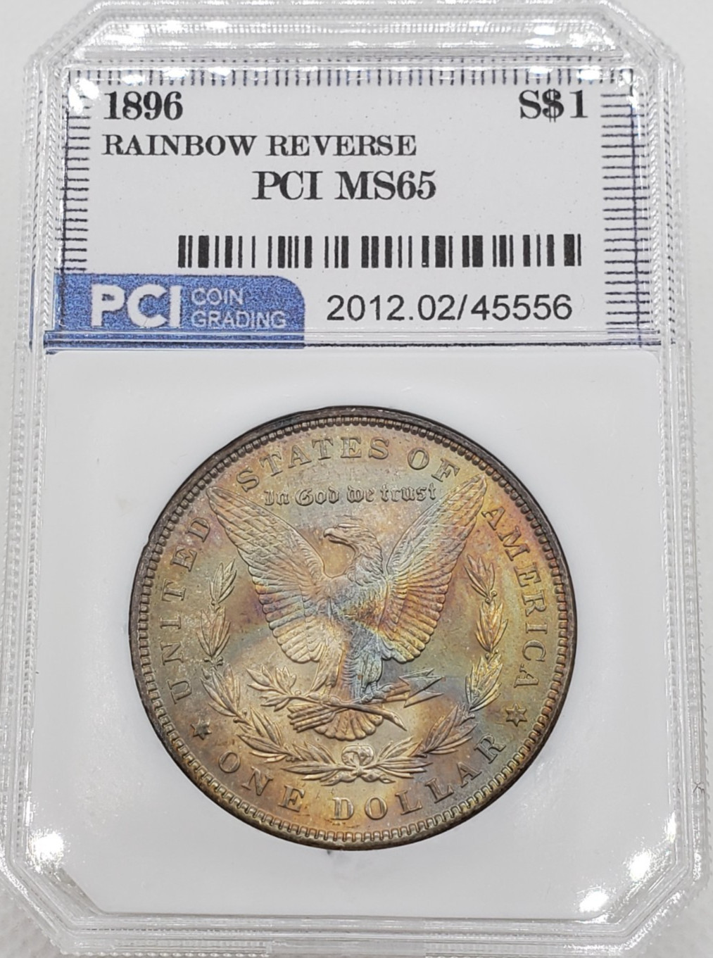 1896 Morgan Silver Dollar Rainbow Reverse