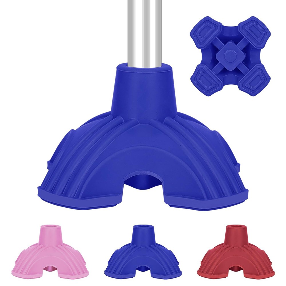 Cane Tips, Self Standing Quad Base for Walking and Folding Canes, 4 Prong Hea...