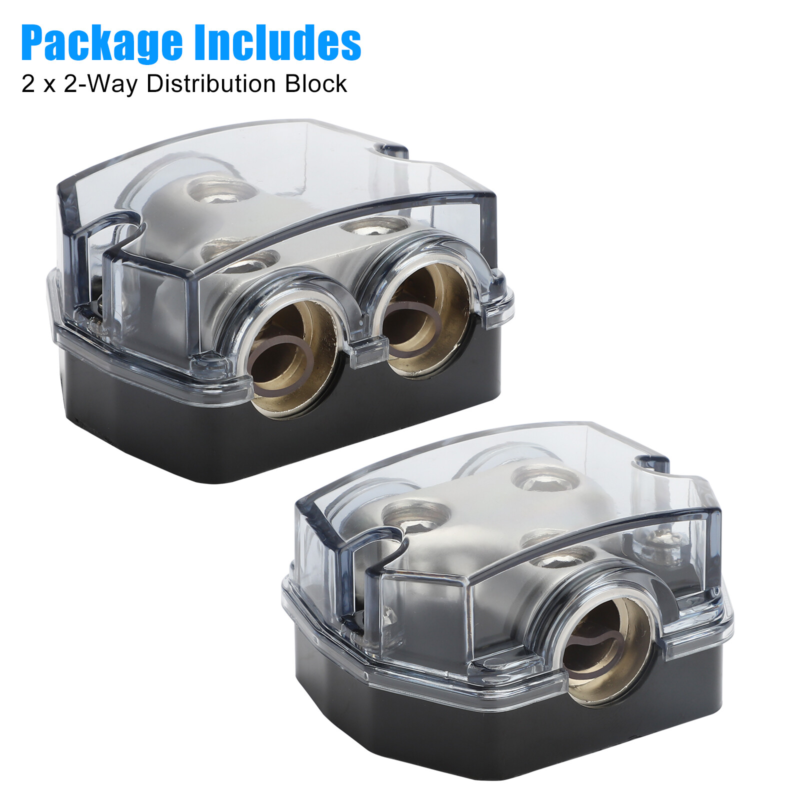 2PC Car Audio Amp Power Ground Distributor 2-Way Distribution Block Gauge In&Out