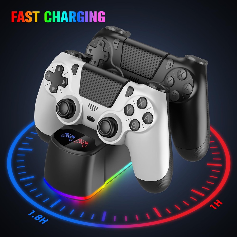 2 Pack Controllers with Charging Dock Station for PS4 Controller, Wireless Contr