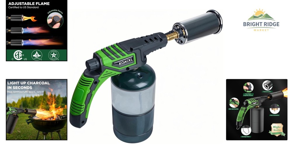 Powerful Kitchen Torch with Adjustable Flame for Charcoal and Sous Vide