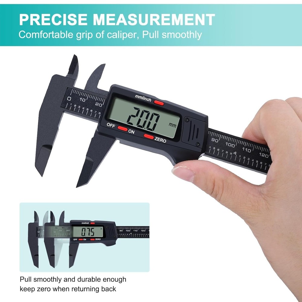 Automatic LCD Caliper 0-6" - Enhanced Precision Measuring Tool with Batteries