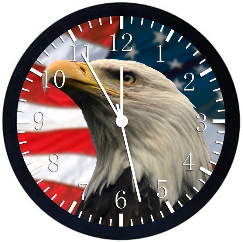 American Eagle Wall Clock 12" Large Personalized option with adding names Z62