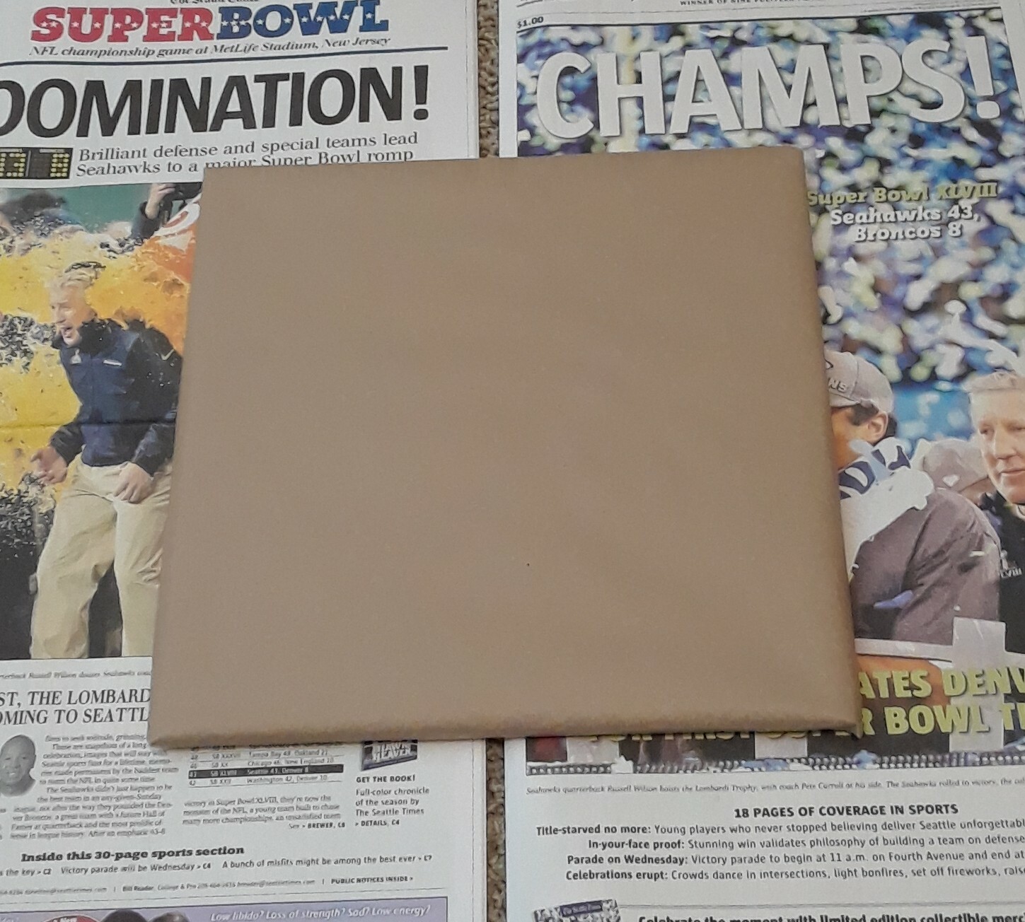 Seahawks Superbowl Seattle Times 2014 & 2026 Newspaper. Complete, Perfect Mint