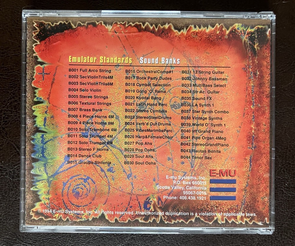 E-MU Systems Volume 1 Emulator Standards Sound Library Sample Sampling CD-ROM