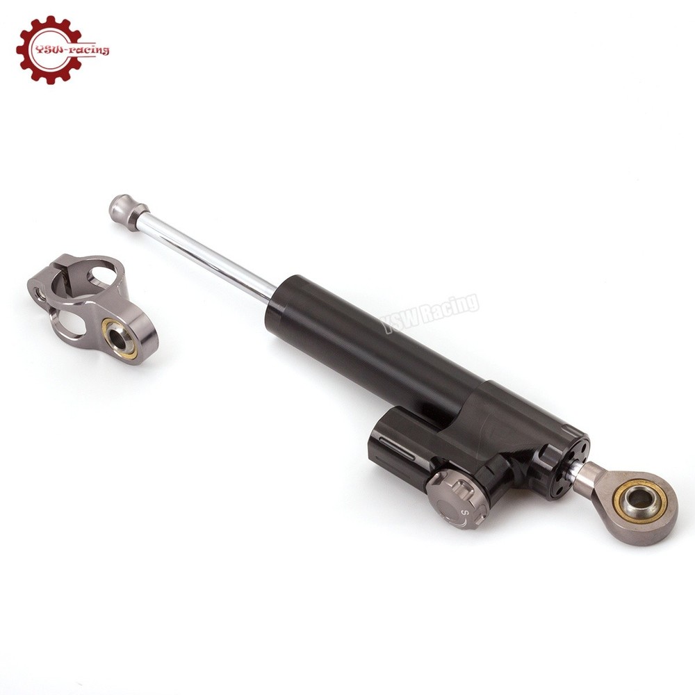 Universal Motorcycle CNC Adjustable Steering Damper Stabilizer Top Black&Gray US