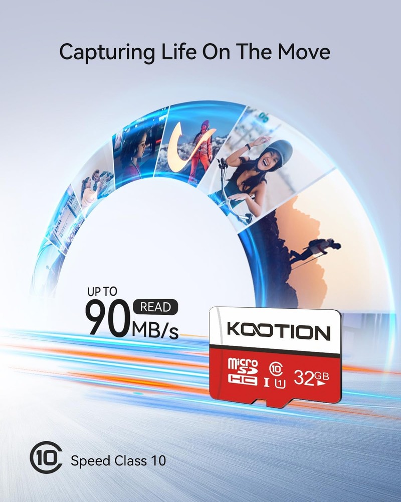 KOOTION 32GB Micro SD Card 5 Pack, Class 10 MicroSDHC x5, White, Red
