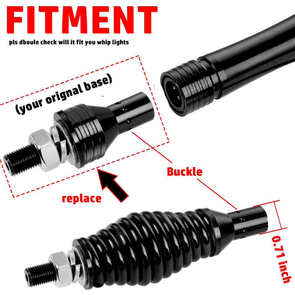 RGB LED Whip Light UTV Spring Mounting Bracket Antenna For Can-Am X3 Polaris RZR