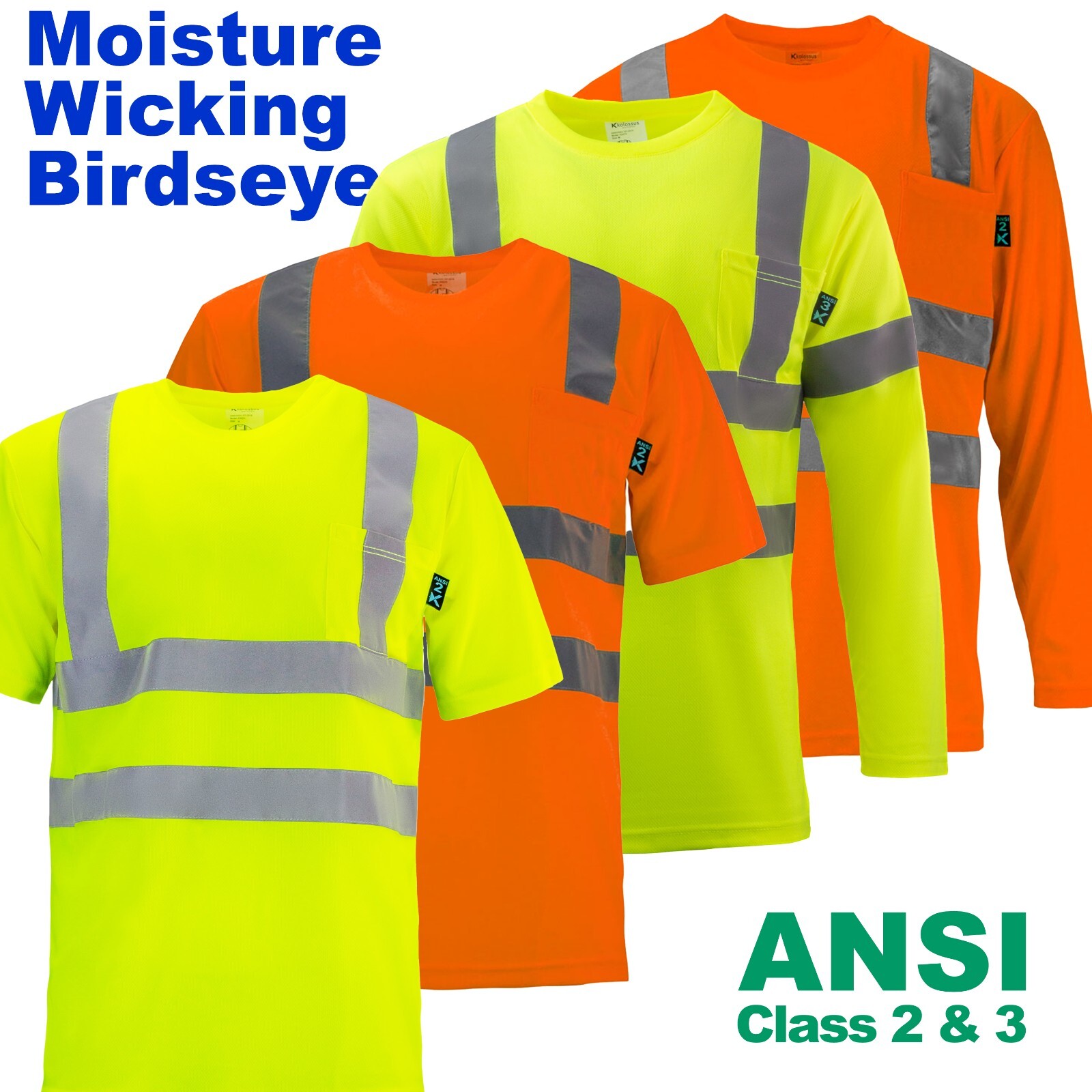 Safety Work Hi Vis T Shirt ANSI High Visibility Reflective Tape