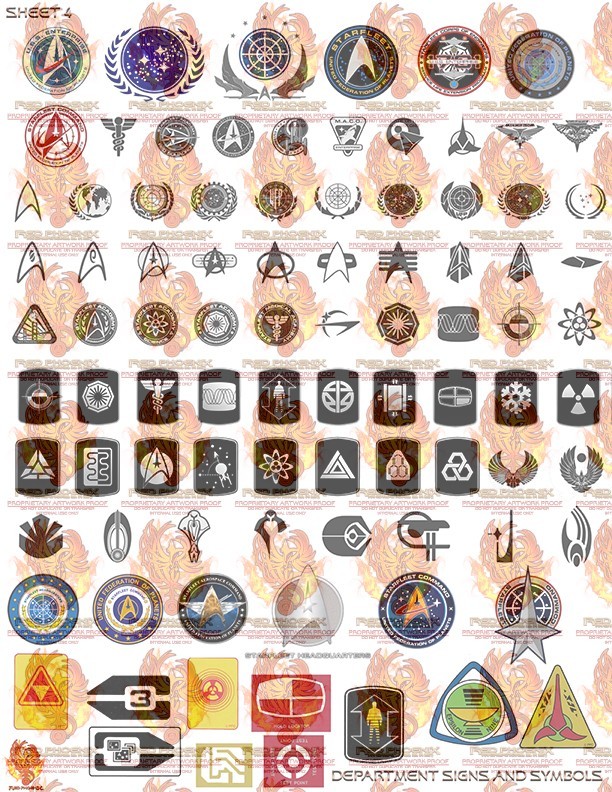 Multi-Scale Starfleet Badge Waterslide Decal Set