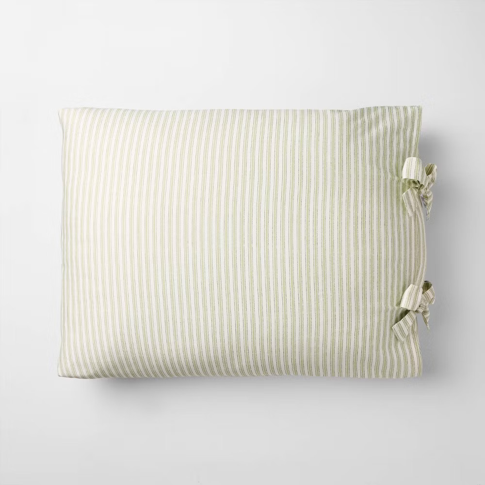 2pc Twin/Twin Extra Long Reversible Floral and Stripe Comforter Set Pink/Green -