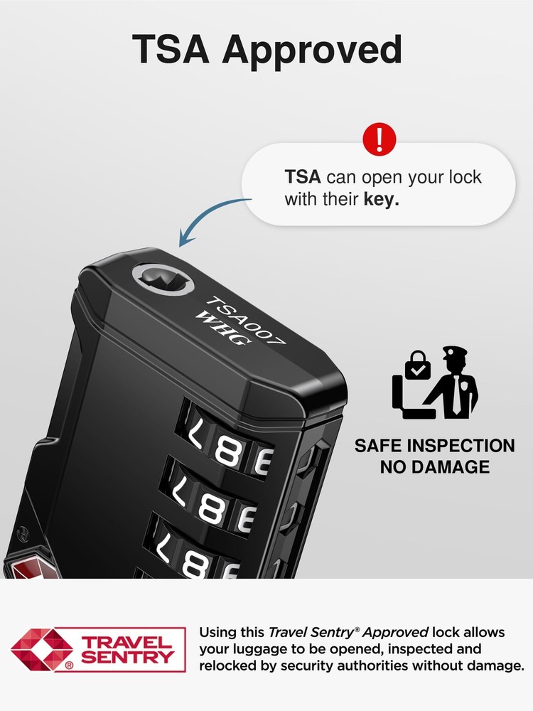 TSA Approved Travel Locks - 4 Digit Resettable Combination Code, 2 Pack