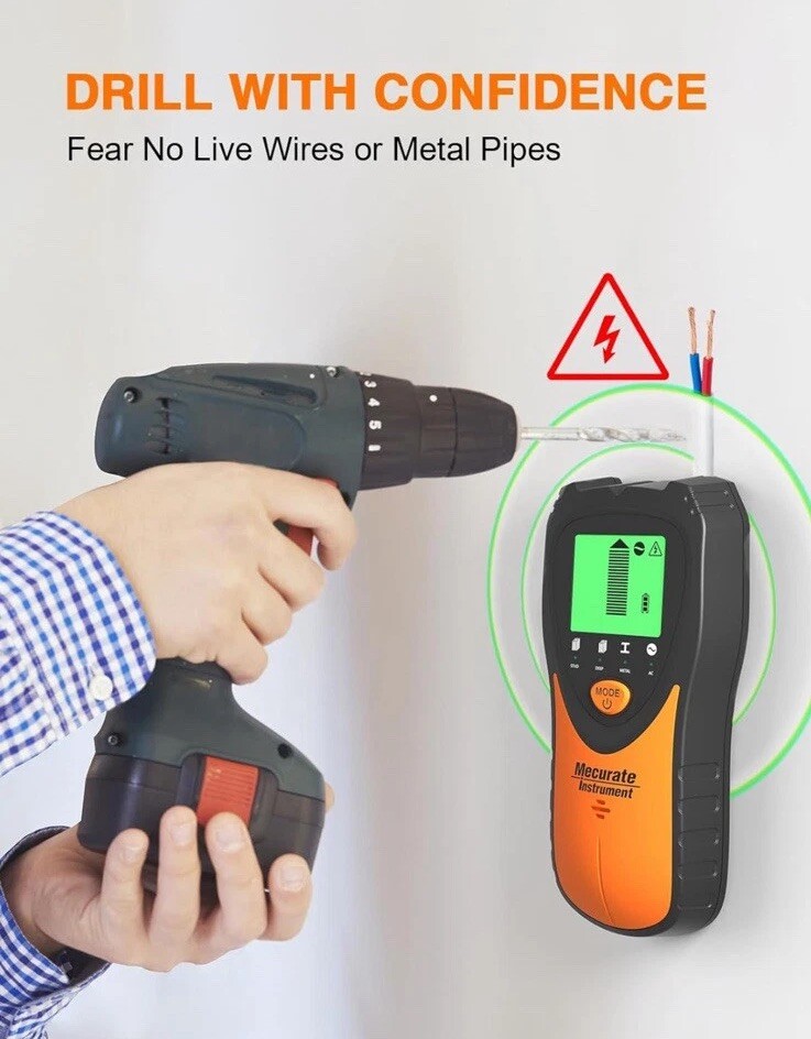 Stud Finder Wall Scanner Sensor - 5 in 1 Electronic Stud with LCD Display & A...