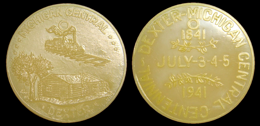 1941 Dexter Michigan Central Centennial Translucent Composite Medal (006)