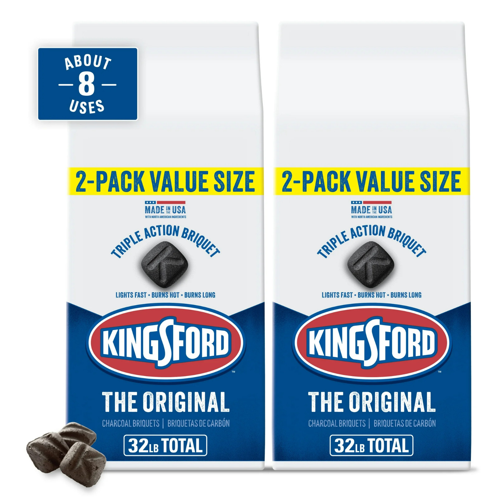 Kingsford Original Charcoal Briquettes 16 lb 2 Pack Long Burning Fuel, No Fees