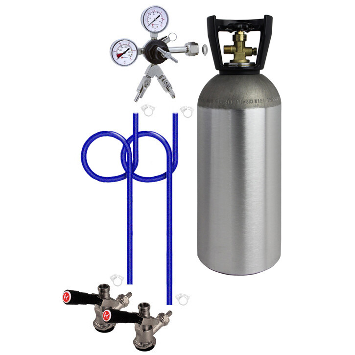 Kegco 2 Keg Direct Draw Kit for Kegerators and Jockey Boxes with 10 lb. CO2 Tank