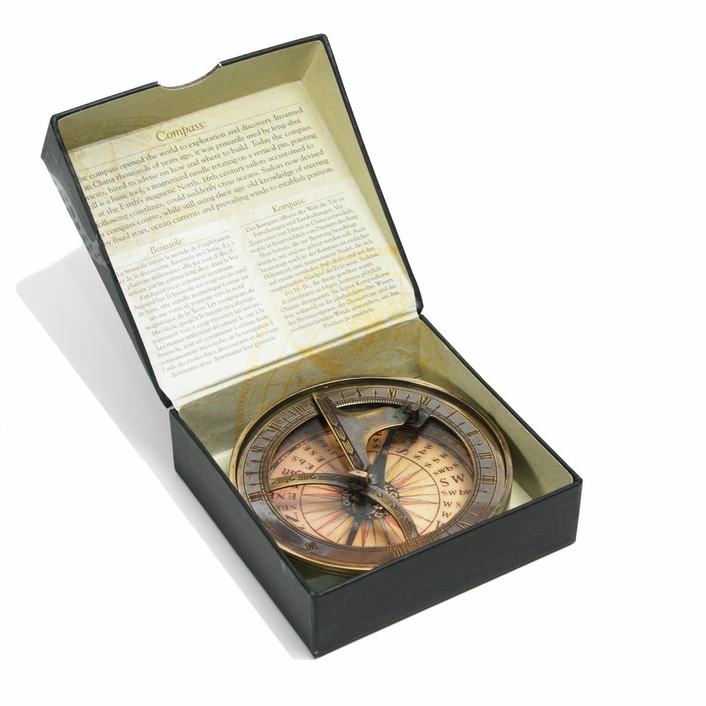 Solid Brass Captain's Sundial Compass Gift Nautical Handmade Home Décor Compass