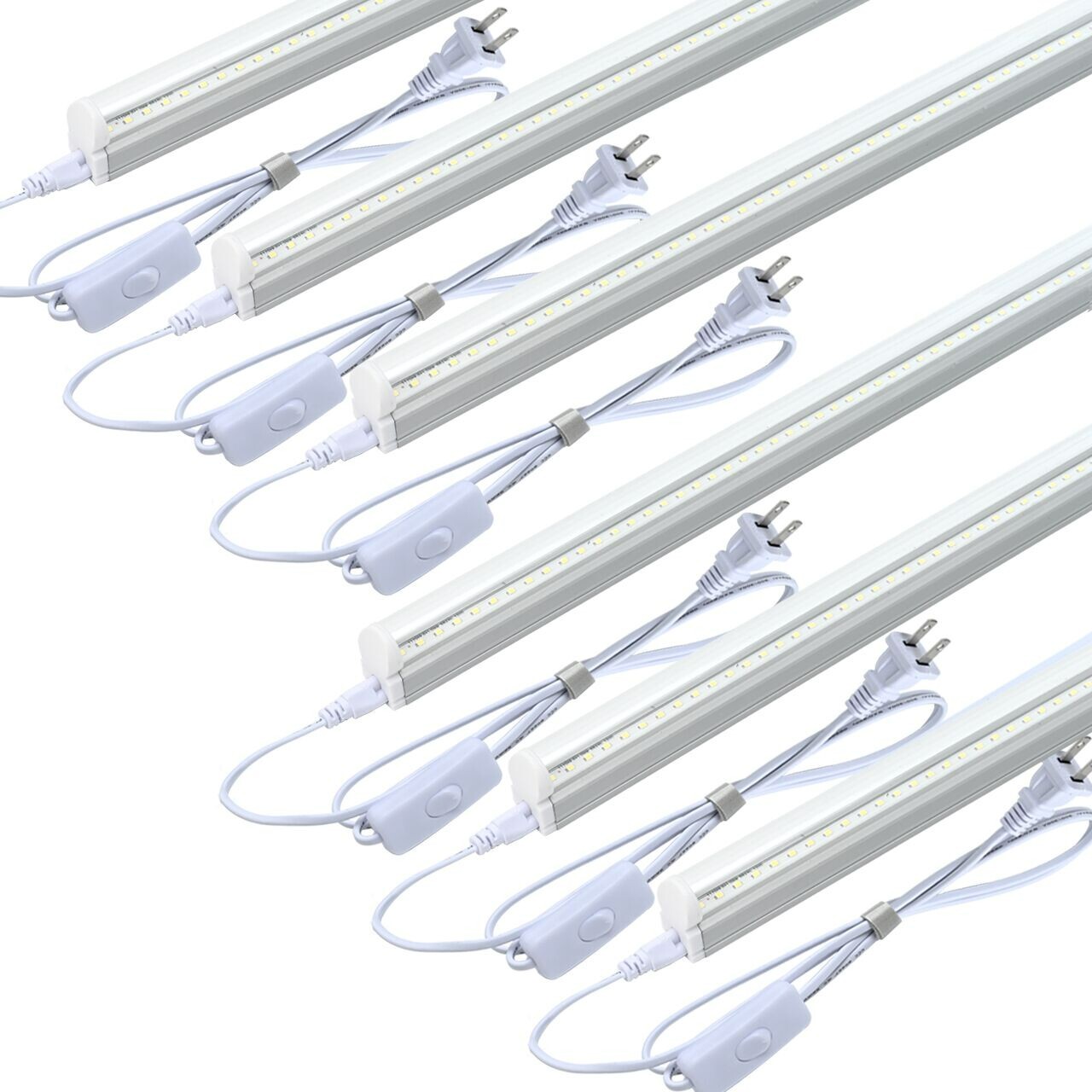 6 Pack LED T5 Integrated Single Fixture 4FT 20W LED Shop Ceiling Lights Clear