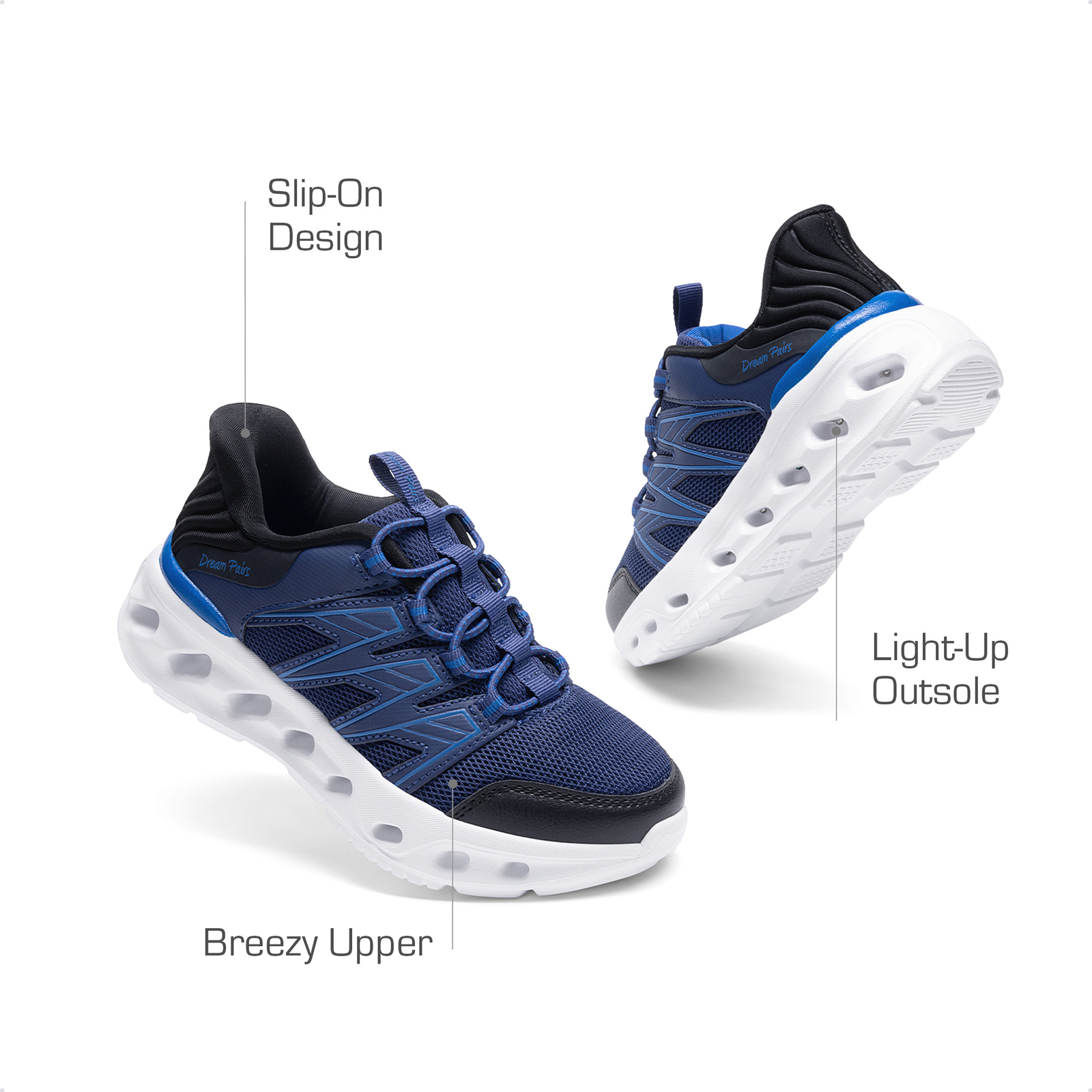 Dream Pairs Kids Boys Athletic Mesh Fashion Sneakers Lightweight Running Shoes