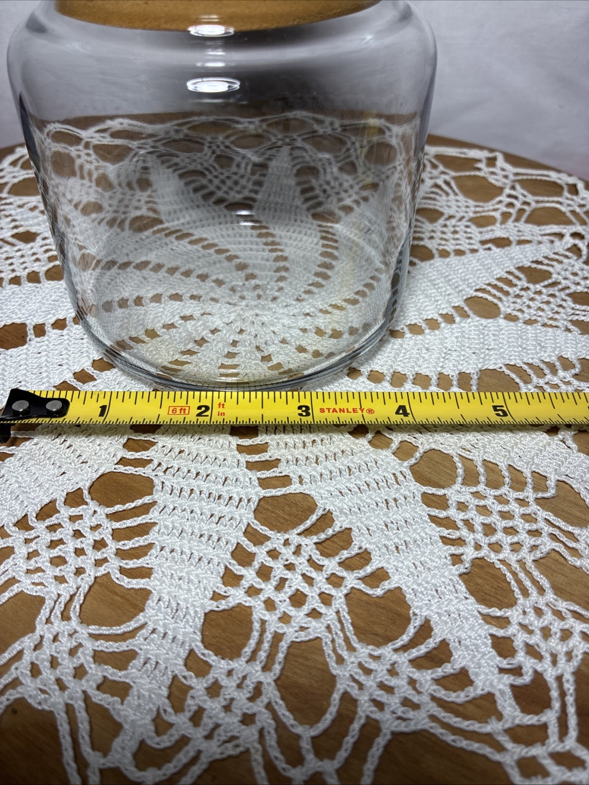 Empty Candle Jar. Fall Harvest Decorative Top Storage. Clear Glass