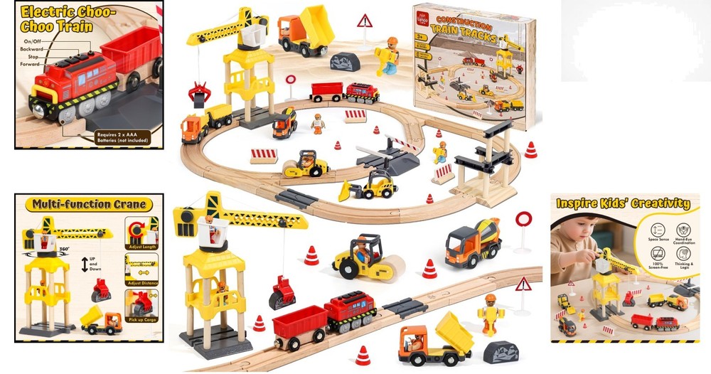Educational Wooden Train Set for Ages 2-4: Imaginative Play & Problem Solving