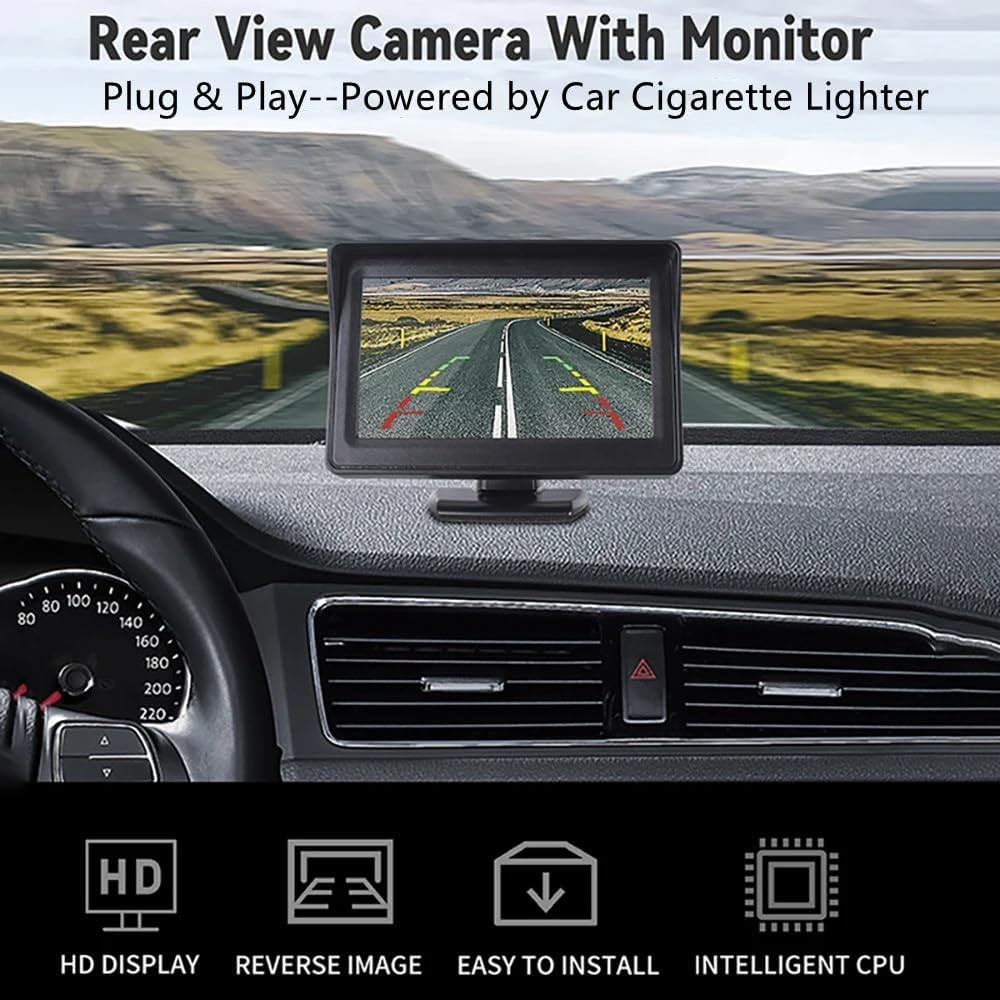 Car Rear View Backup Camera Reverse HD Parking Night Vision and 4.3" Monitor