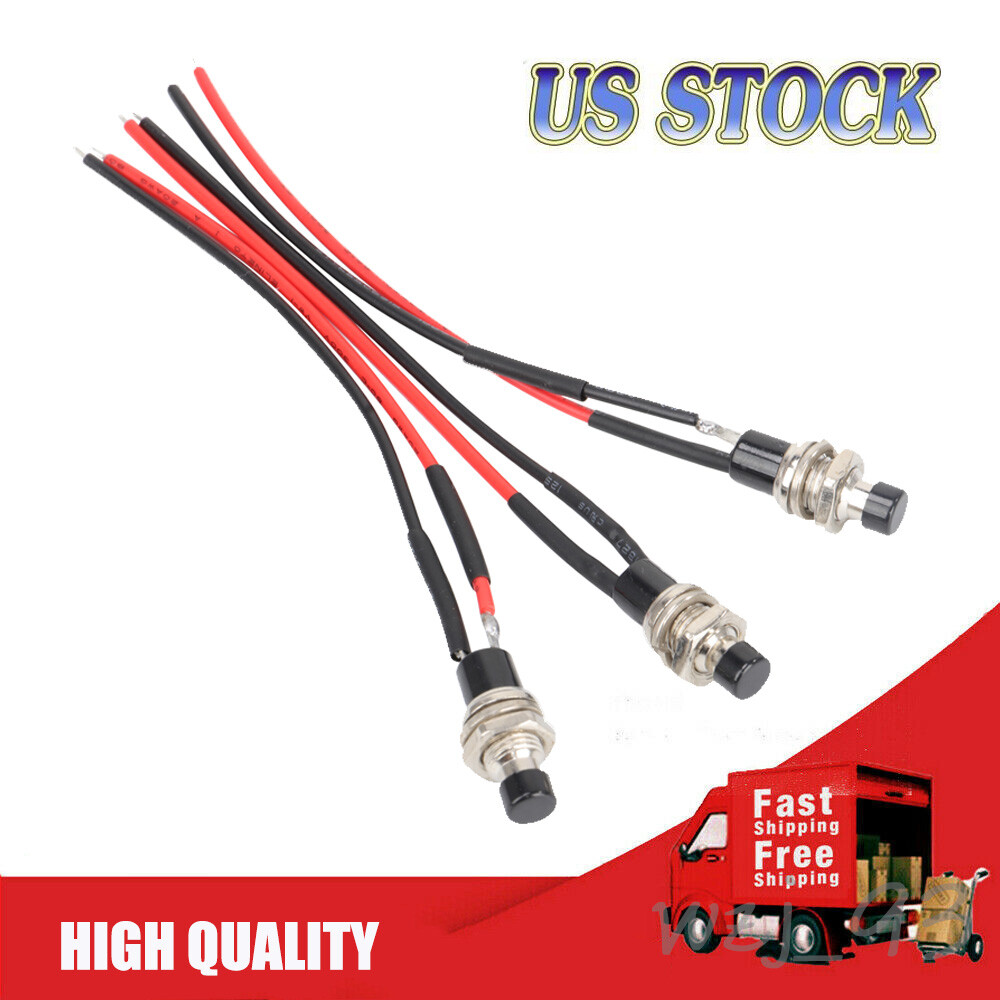 DC 12V Mini Push Button Pre-Wired Momentary N/O OFF-ON Switch Plug 3 Pack