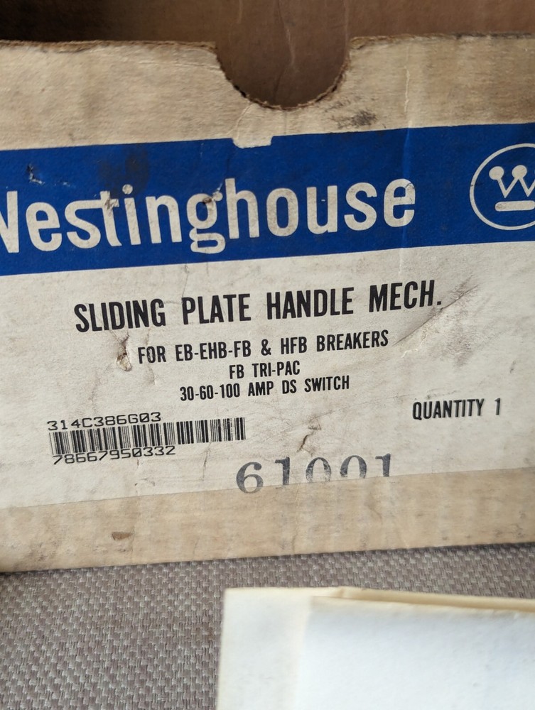 Westinghouse, Sliding Plate Handle Mech, 314C386G03 *Missing Handle*