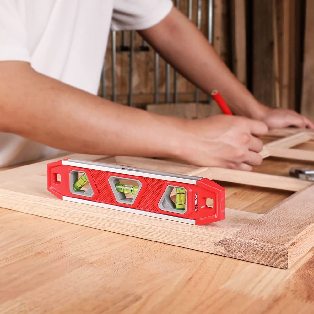 WORKPRO 9-Inch Torpedo Level Magnetic, Small Leveler Tool w/3 Different Bubbles
