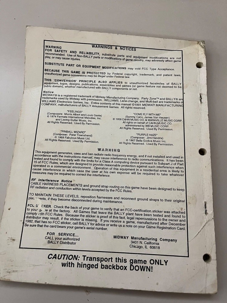 Party Zone Pinball Manual