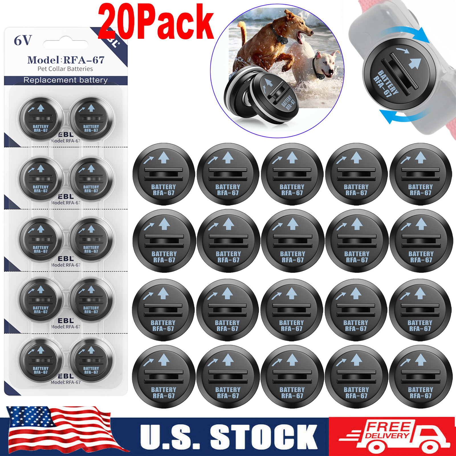 20Pack Compatible RFA-67 6V Pet Dog Collar Replacement Battery For PetSafe