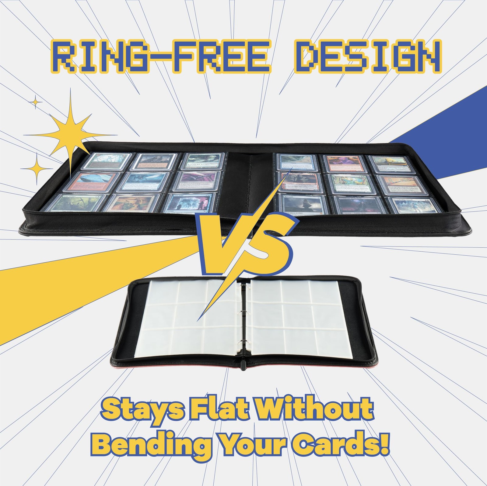 9-Pocket Toploader Binder, Clovecat Premium Card Book for 252 Trading Cards