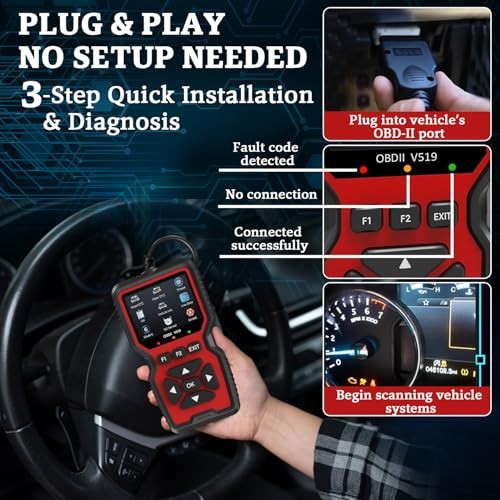 Professional OBD2 V519 Scanner - 2026 Upgraded OBDII + CAN Code Reader, Live