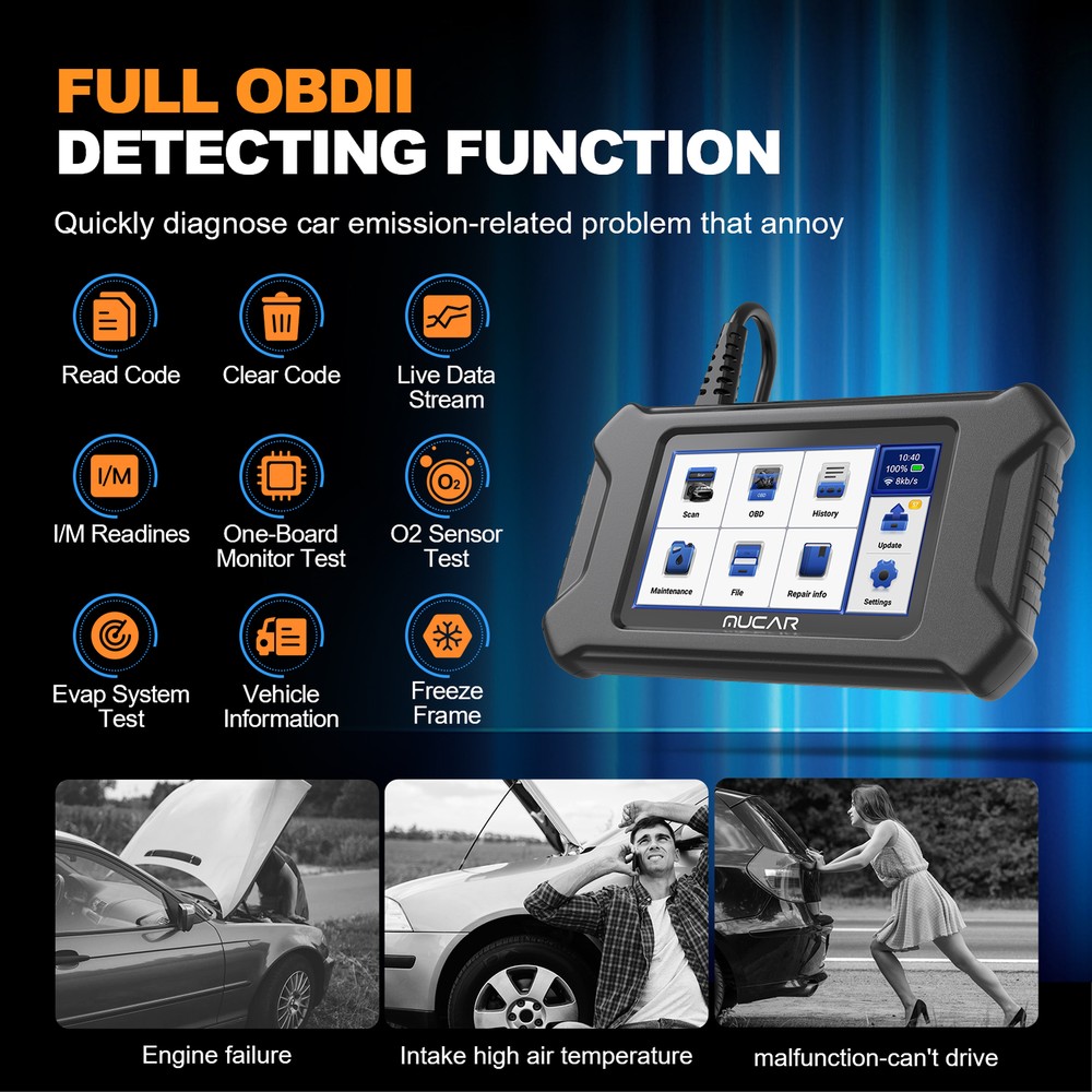MUCAR Car Diagnostic Scanner Tool OBD2 Code Reader Engine SRS ABS Oil EPB SAS