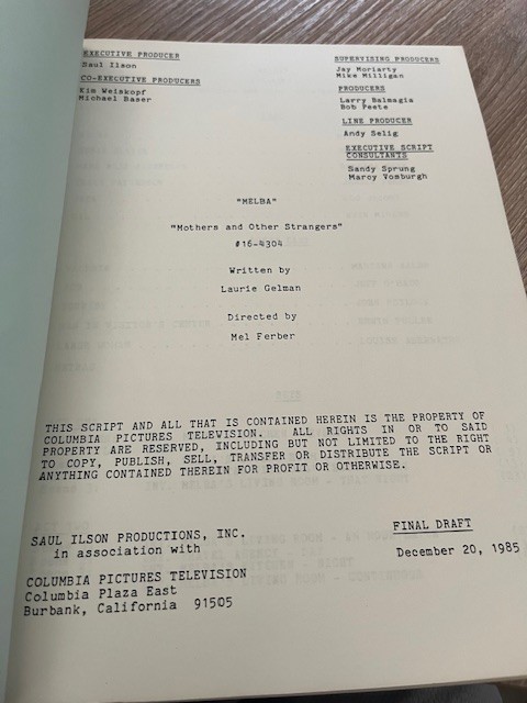 VERY RARE ORIGINAL script for 1985 TV Sitcom MELBA staring Melba Moore