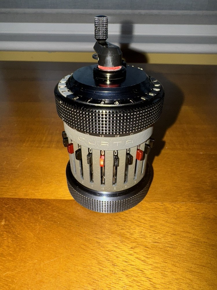 Curta calculator Type 2 w/can, rare