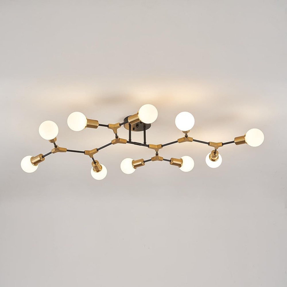 Mid Centur Modern 10 Light Semi Flush Mount Ceiling Lighting Fixture for Dini...