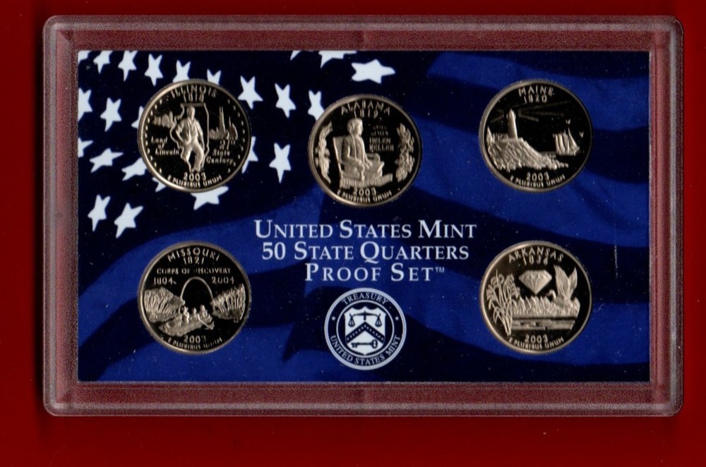 2003 State Quarter Clad Proof Set U.S. Mint Packaging OGP COA