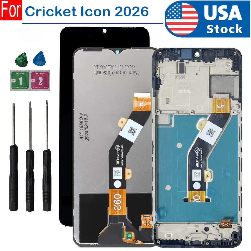 For Cricket Wireless Icon 2026 LCD Display Touch Screen Digitizer Assembly±Frame
