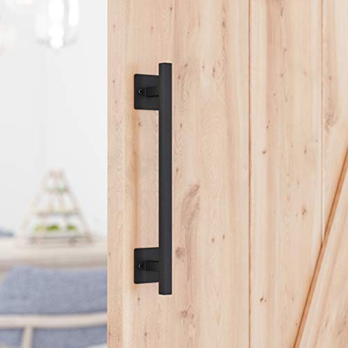 12” Antique Rustic Handmade Barn Door Handle, Black Flush Square Base Handle
