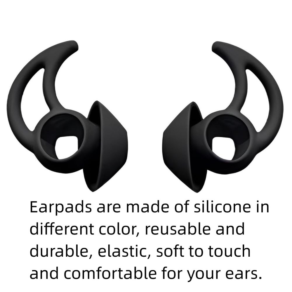SNHTLS Earbud Replacement Tips Silicone Compatible SML, Black