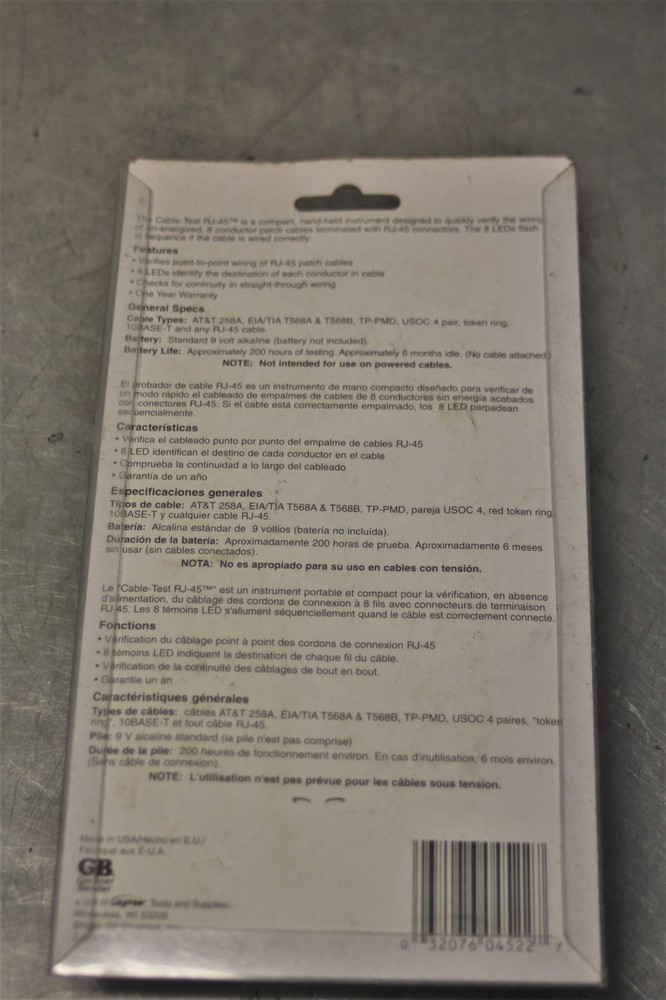 GB Instruments Cable Tester RJ-45 Get-4010