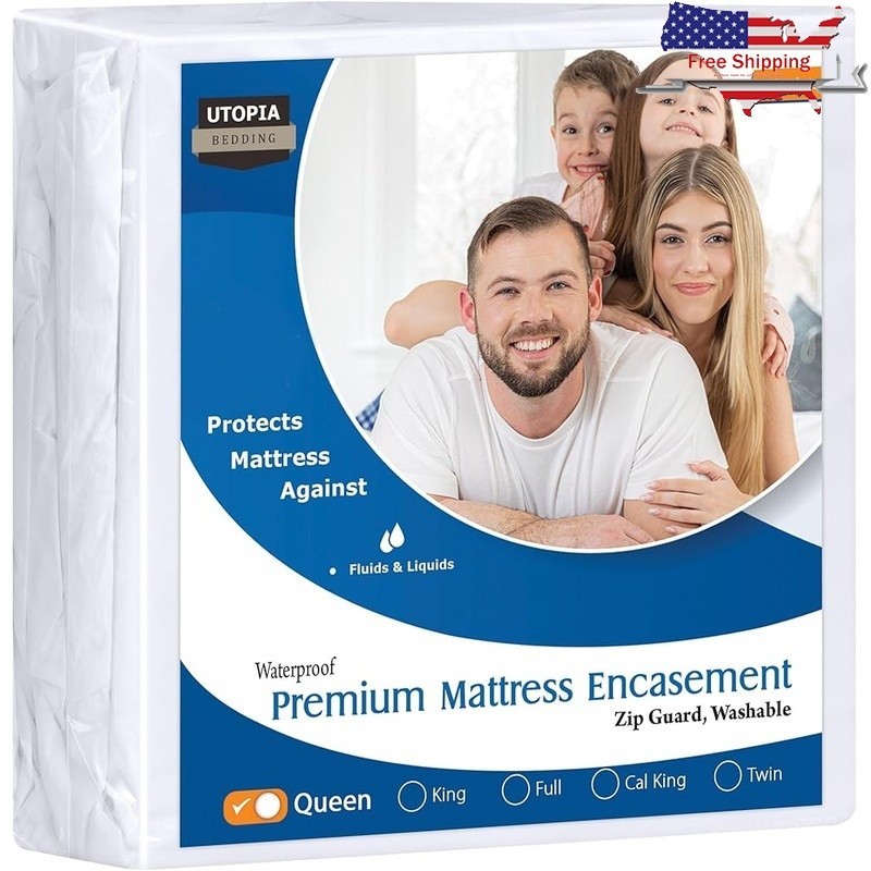 Zippered Mattress Protector Queen Bed Bug Proof Waterproof Dust Mite Washable US