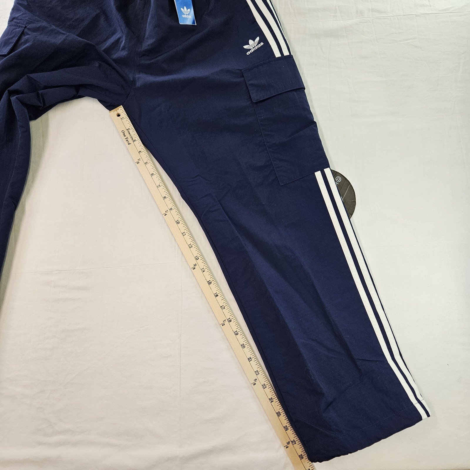 Adidas Originals 3 Stripe Cargo Pants Navy Blue White HR3362 Men's Size Medium