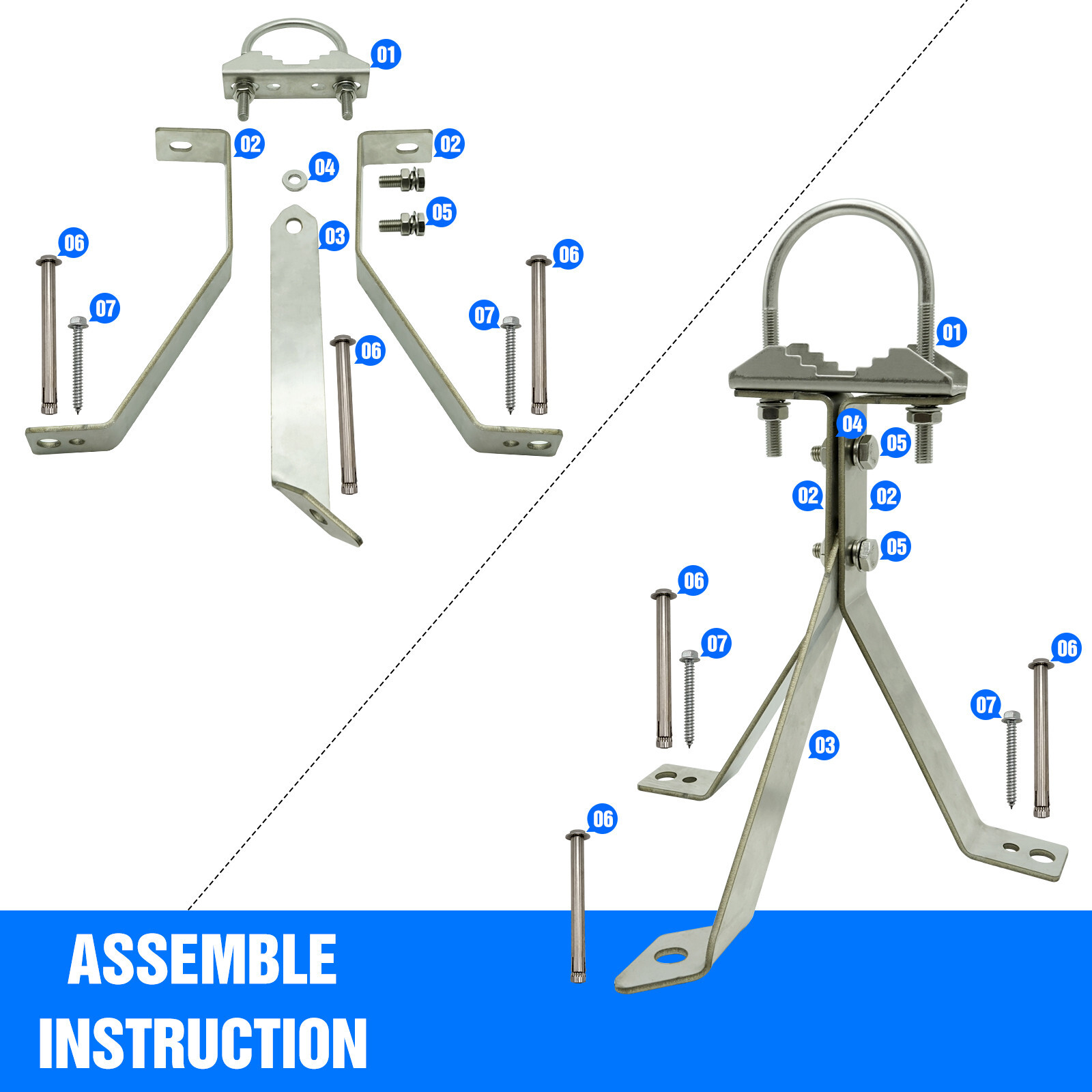 Windproof Antenna Mounting Bracket, antenna wall mount,Heavy-Duty Stand Off Wall